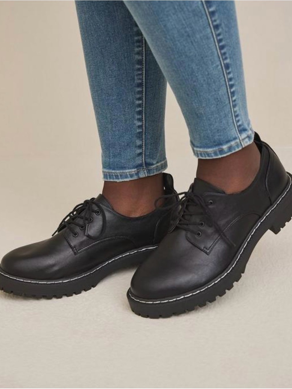 Torrid Black Faux Leather Chunky Lace Up Oxford Shoes